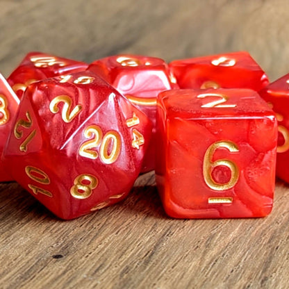 Marbled Red Dice Set