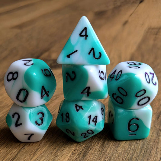 Mint Swirls Dice Set