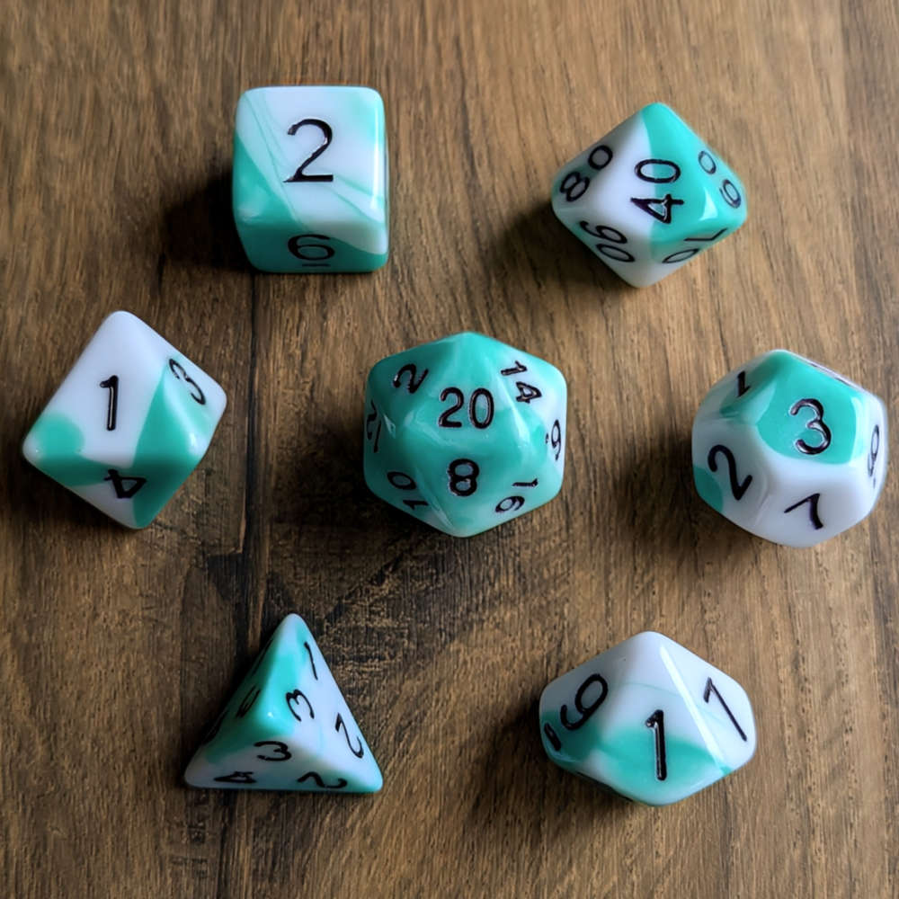 Mint Swirls Dice Set