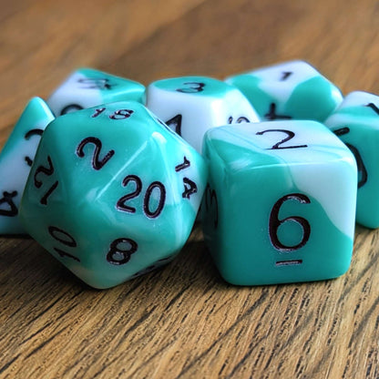 Mint Swirls Dice Set