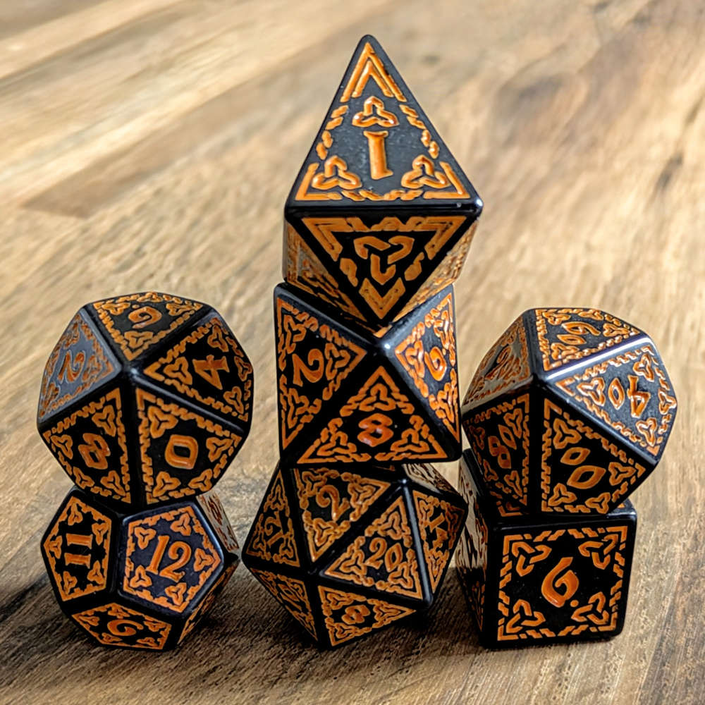 Orange Celtic Knot Dice Set