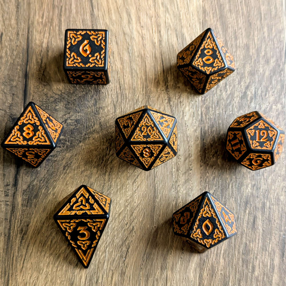 Orange Celtic Knot Dice Set