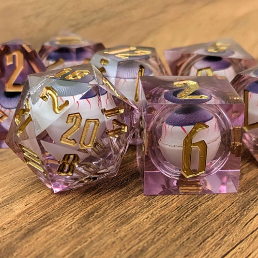 Eyeball Rolling Purple Dice Set