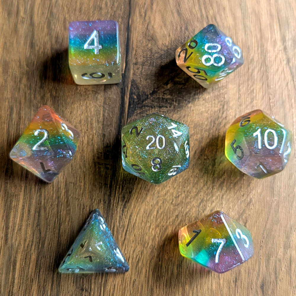 Rainbow Sparkle Dice Set