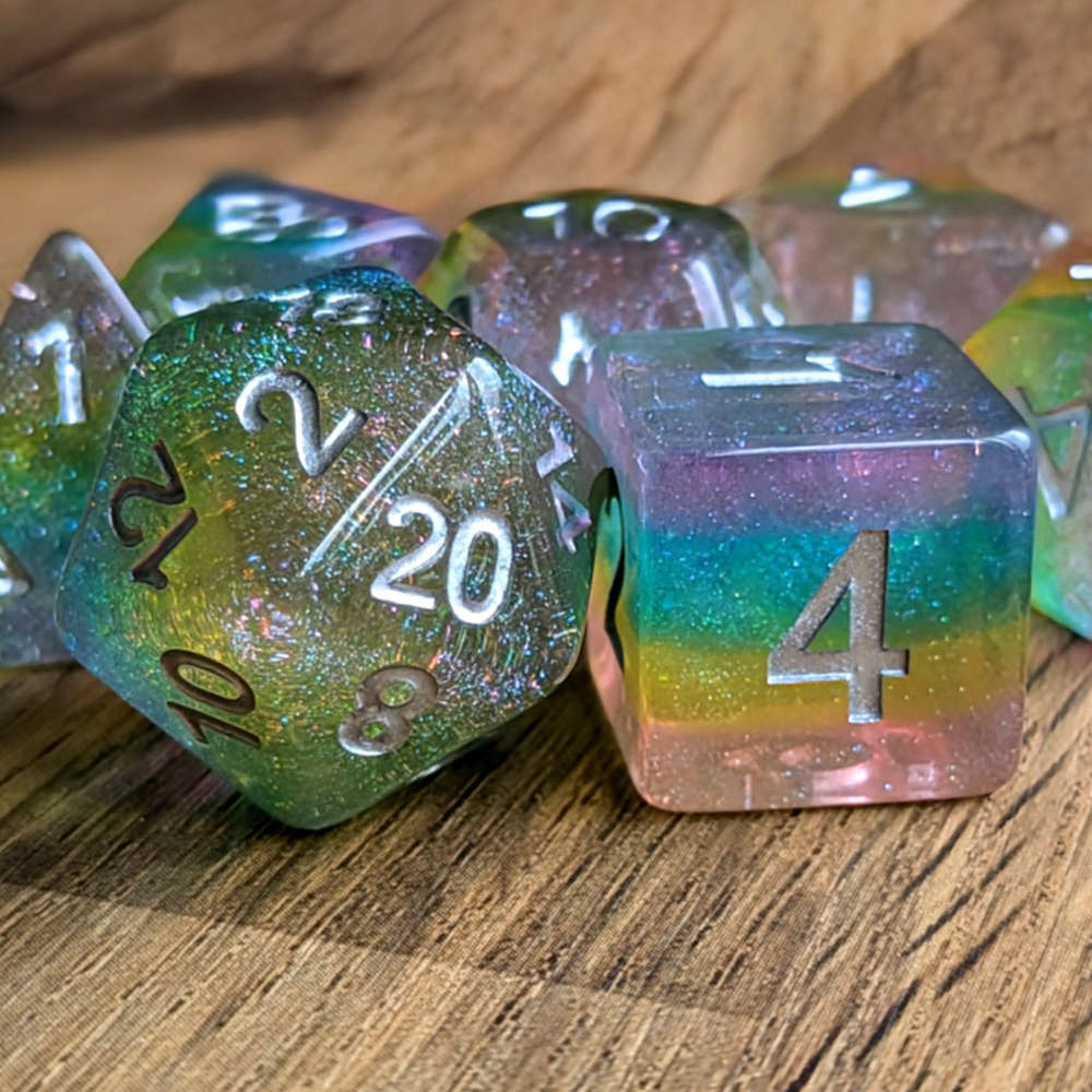 Rainbow Sparkle Dice Set