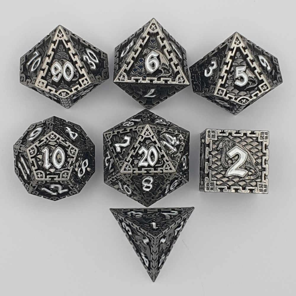 Silver dragon dice set