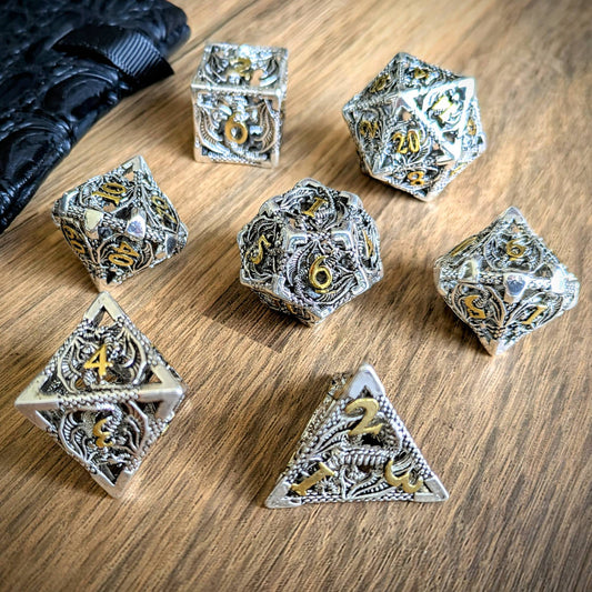 Silver Gold Hollow Dragon Dice
