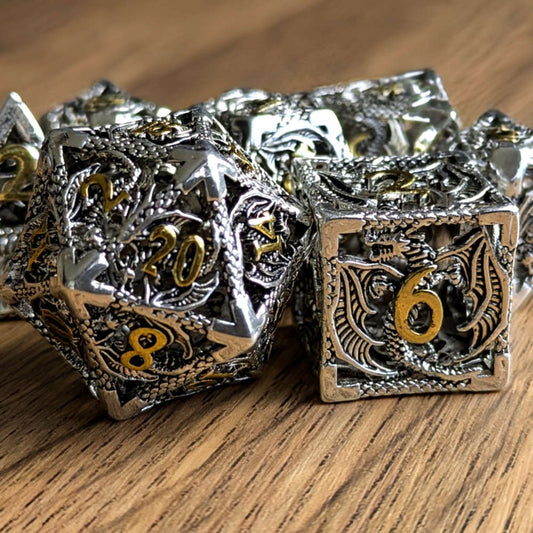 Silver Gold Hollow Dragon Dice