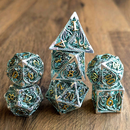 Silver Green Dragon Hollow Dice