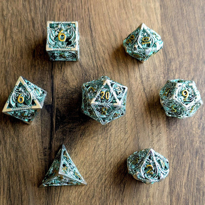 Silver Green Dragon Hollow Dice