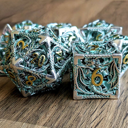 Silver Green Dragon Hollow Dice