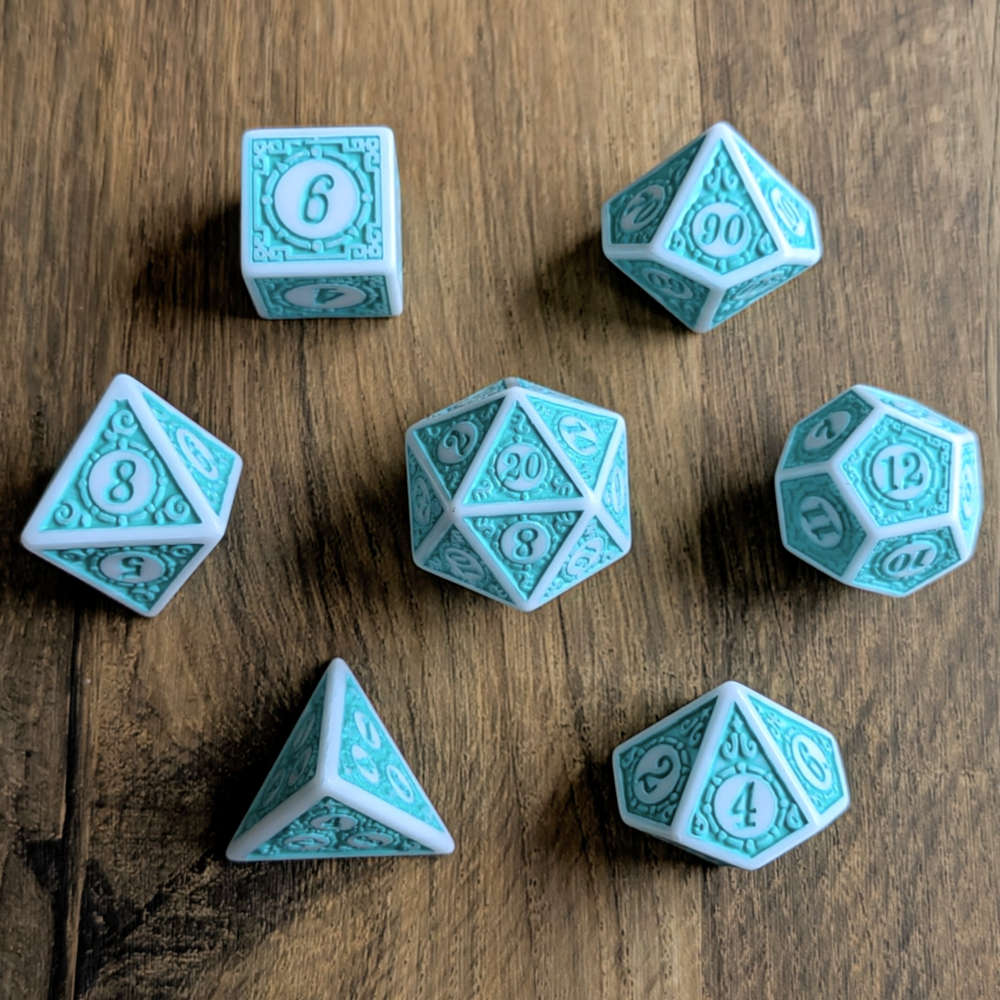 Turquoise Mage's Weave Dice Set