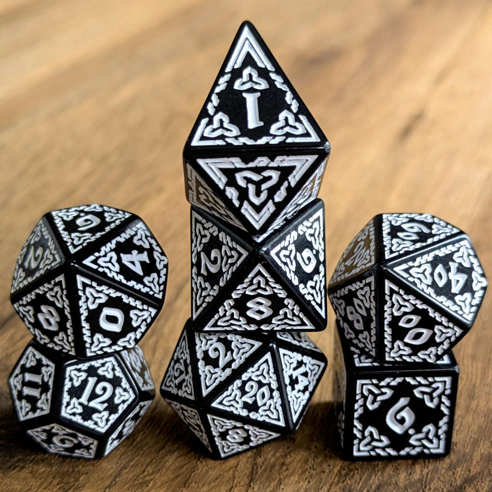 White Celtic Knot Dice Set