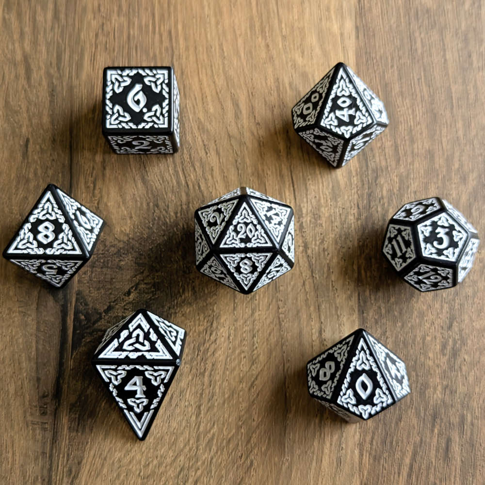 White Celtic Knot Dice Set