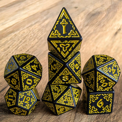 Yellow Celtic Knot Dice Set