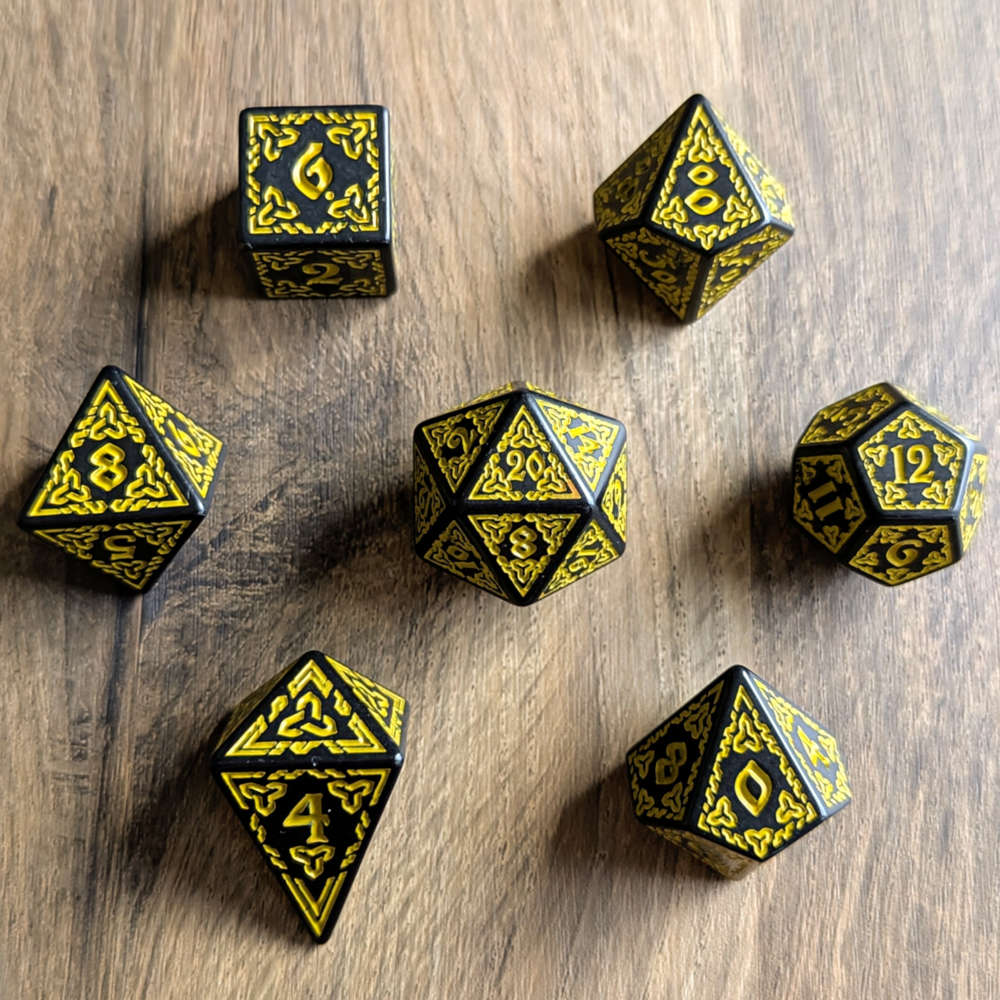 Yellow Celtic Knot Dice Set