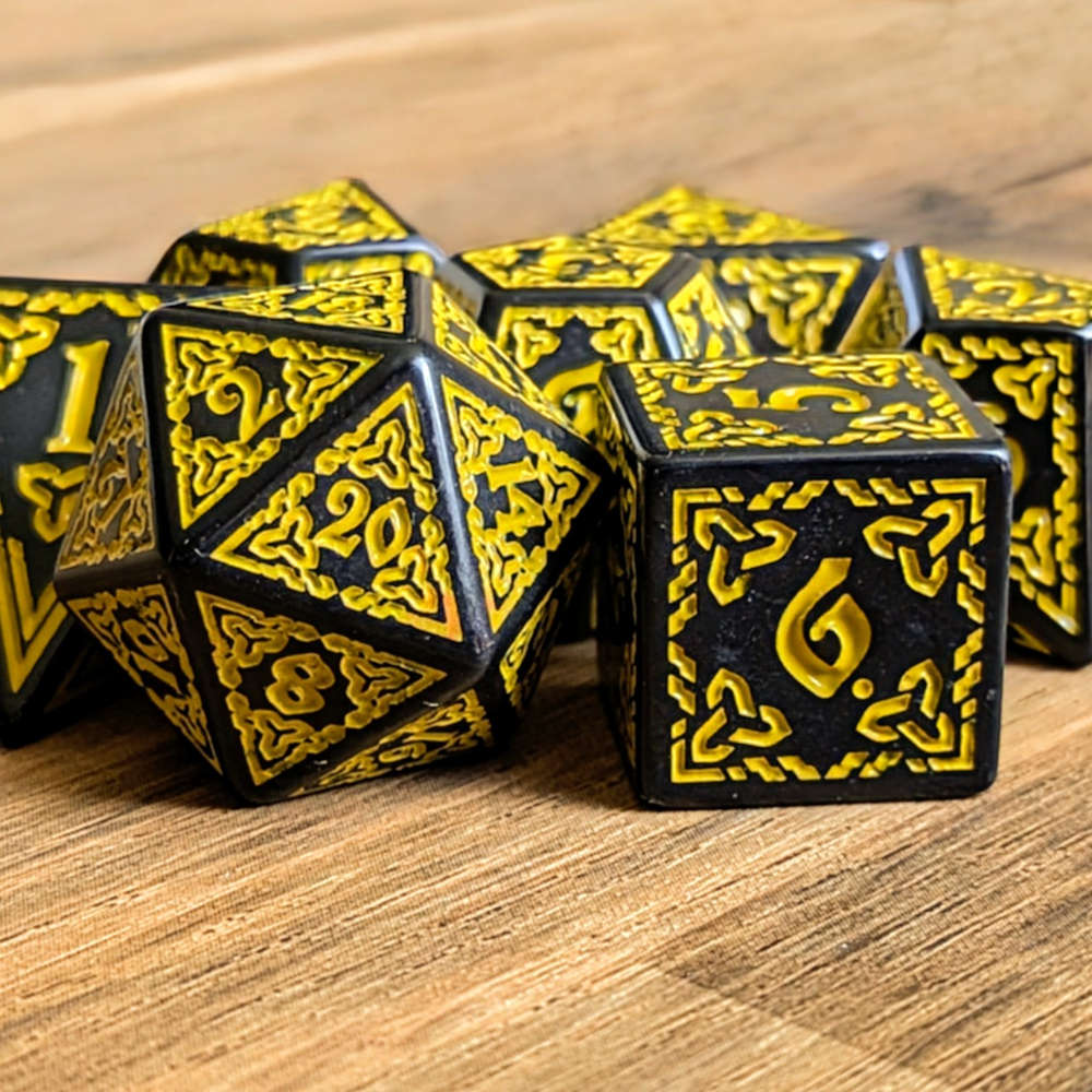 Yellow Celtic Knot Dice Set